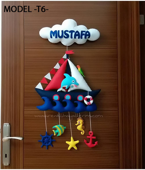 Mustafa bebek isimli denizci kapı süsü - Mustafa isimli bebek kapı süsü modelleri