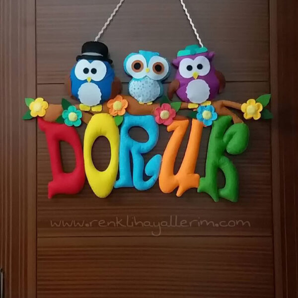 Doruk 3 Baykuş Sarkıt Erkek Bebek Kapı Süsü