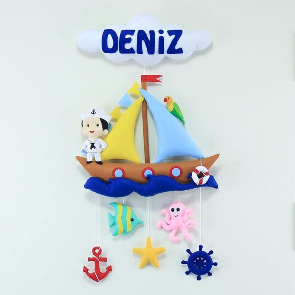Denizci Kapı Süsü Kahve Sarı Deniz