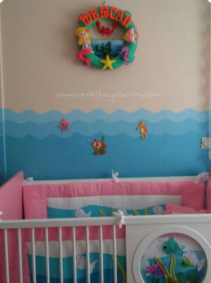 Mercan kız bebek çocuk simit kapı süsü