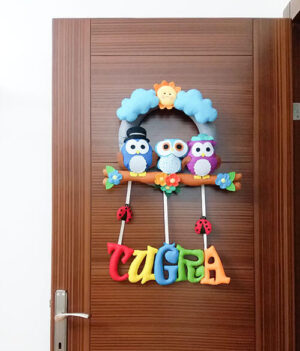 Tuğra isimli baykuş bebek kapı süsü Tuğra isimli bebek kapı süsü modelleri