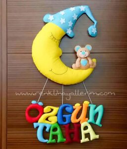 Aydede Ayıcık Bebek Kapı Süsü Modeli Özgün Taha