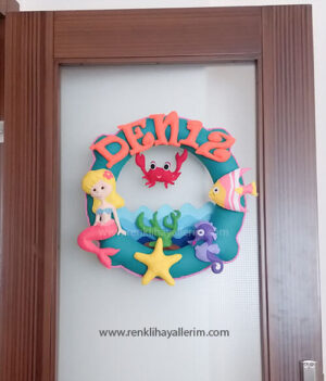 Deniz mercan kız bebek kapı süsü