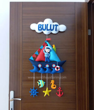 Bulut isimli denizci keçe bebek kapı süsü modeli