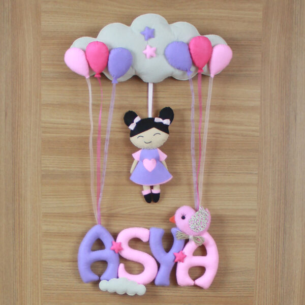 Asya isimli Pembe Mor Kız kapı süsü