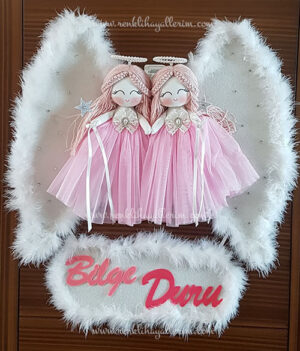 Begonya ikili melek bebek kapı süsü 1