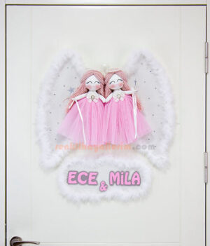 Ece Mila ikiz melek kız bebek kapı süsü