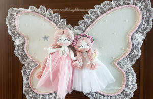 manolya ikili melek bebek kapı süsü 3