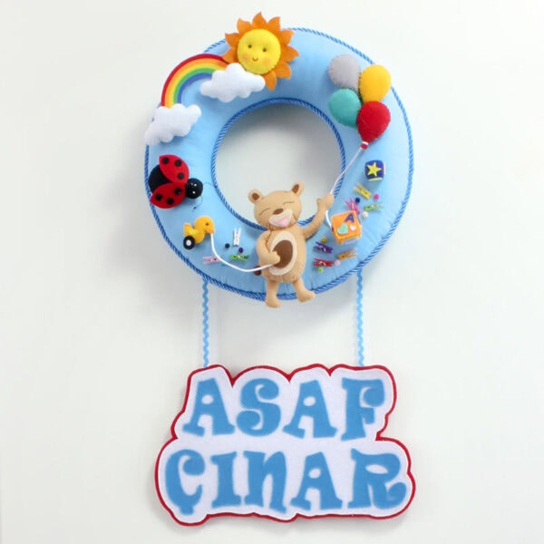 Neşeli Ayıcık Bebek Kapı Süsü