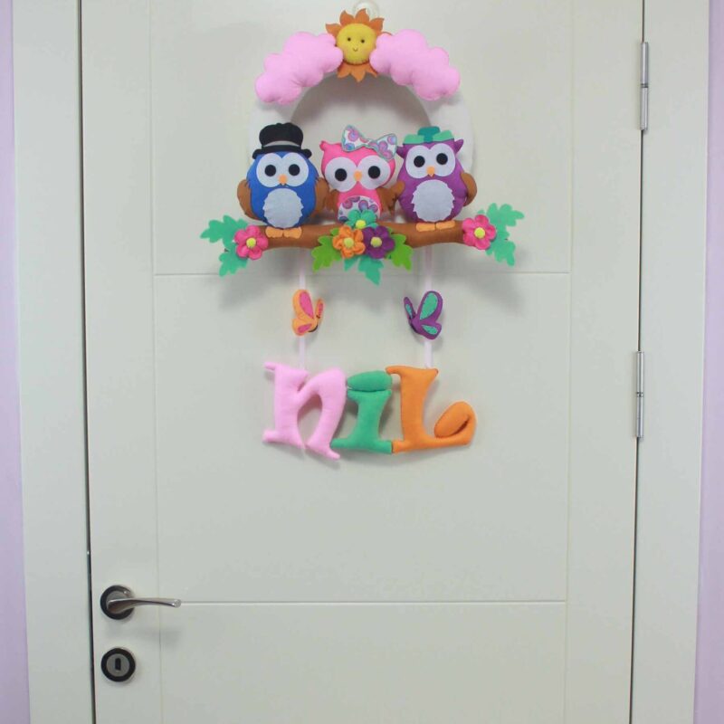 Nil isimli baykuş kız bebek kapı süsü