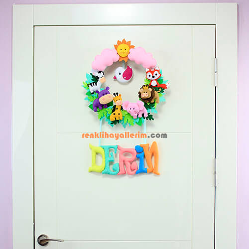 Safari Kız Bebek Odası Süsleme Seti Kapı Süsü