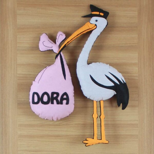 Dora isimli Postacı Leylek Kız Bebek Kapı Süsü