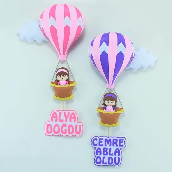 iki balon pembe mor kapı süsü alya cemre