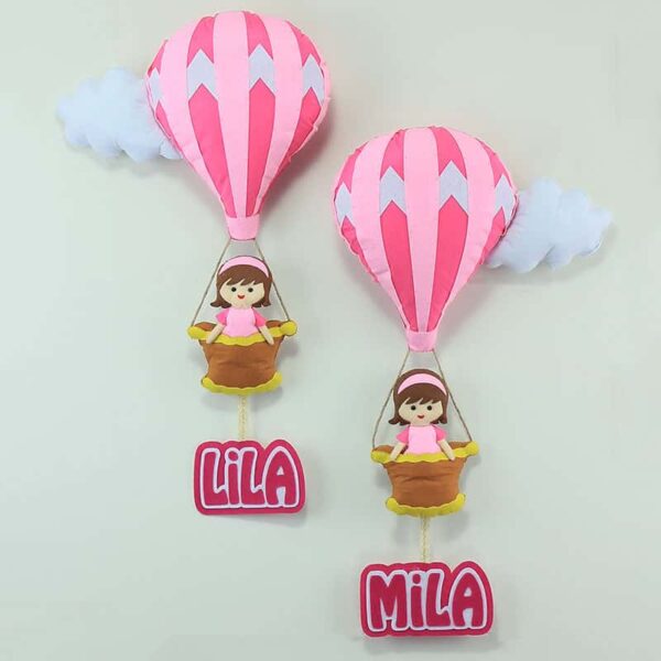 İki Balonlu Pembe Pembe Kapı Süsü Lila Mila