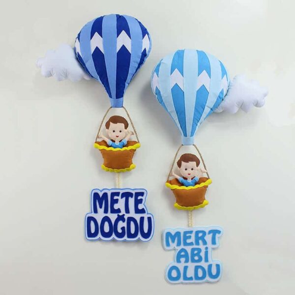 İki Balonlu Mavi Lacivert Kapı Süsü