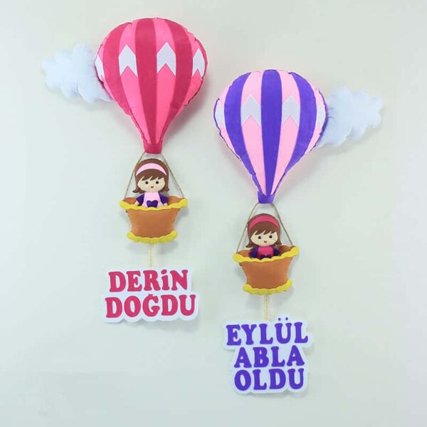 İki Balonlu Koyu Pembe Mor Kapı Süsü Derin Eylül