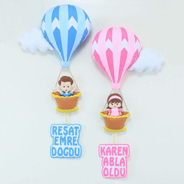 iki balon pembe mavi kapı süsü reşat emre karen