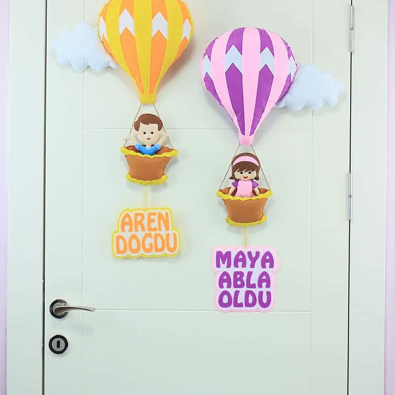 İki Balonlu Turuncu Mor Kapı Süsü Aren Maya