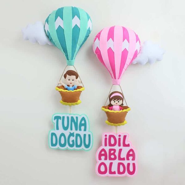 İki Balonlu Pembe Yeşil Kapı Süsü Tuna idil