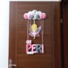 Pembe gri peri kızı kapı süsü ahşap kapıda asılı