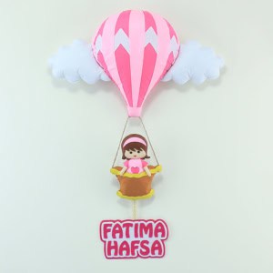 Pembe Sıcak Hava Balonlu Kapı Süsü