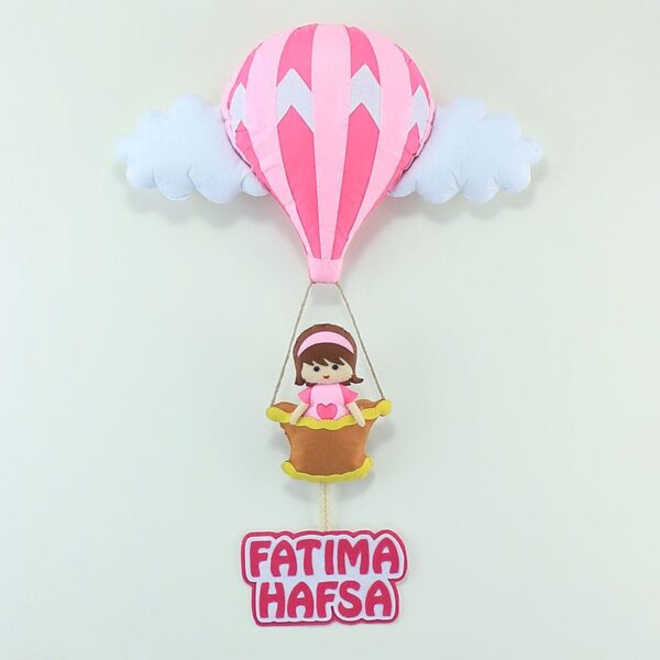 Pembe Sıcak Hava Balonlu Kapı Süsü fatıma hafsa