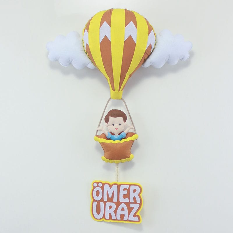 Sarı Kahve Sıcak Hava Balonlu Kapı Süsü Ömer Uraz