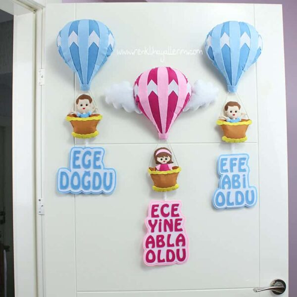 Üç Balonlu Kardeşler Kapı Süsü Ege Efe Ece