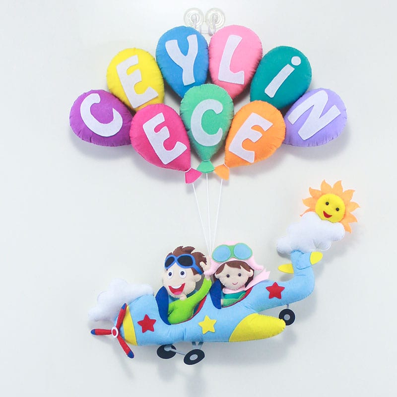 Uçak Balonlar Kardeş Kapı Süsü