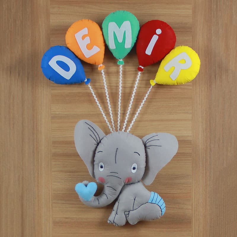 Balonlu Şirin Fil Erkek Kapı Süsü Demir