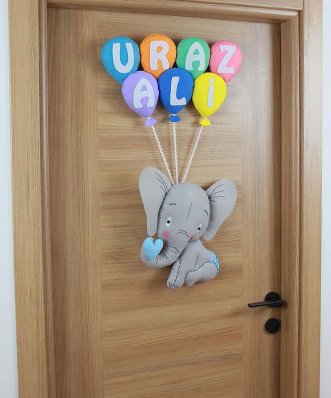 Balonlu Şirin Fil Kapı Süsü Detay Uraz Ali