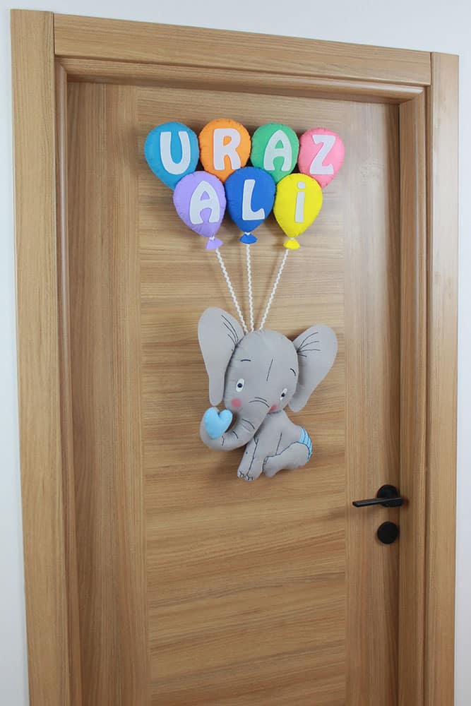 Balonlu Şirin Fil Kapı Süsü Detay Uraz Ali