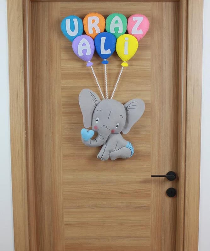 Balonlu Şirin Fil Kapı Süsü Kapı Uraz Ali