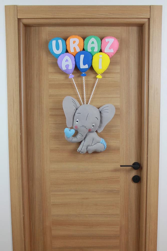 Balonlu Şirin Fil Kapı Süsü Kapı Uraz Ali