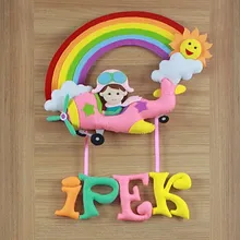 Kız Pilot Çocuk Pembe Uçak Kapı Süsü Kapı İpek