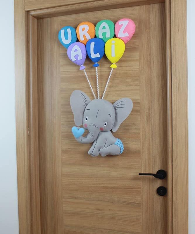 Balonlu Şirin Fil Kapı Süsü Detay Uraz Ali