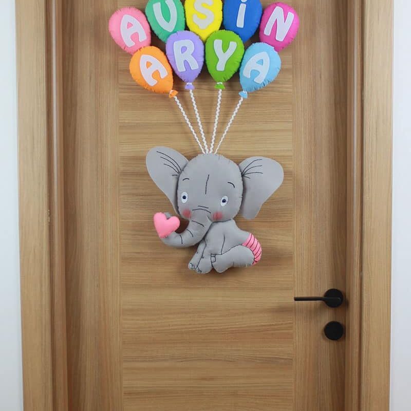 Balonlu Şirin Fil Kız Kapı Süsü Avşin Arya
