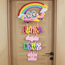Pembe Uçaklı Gökkuşağı Kardeş Kapı Süsü Güneş Deniz