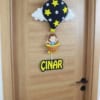Sarı Lacivert Yıldızlı Sıcak Hava Balonlu Kapı Süsü Çınar