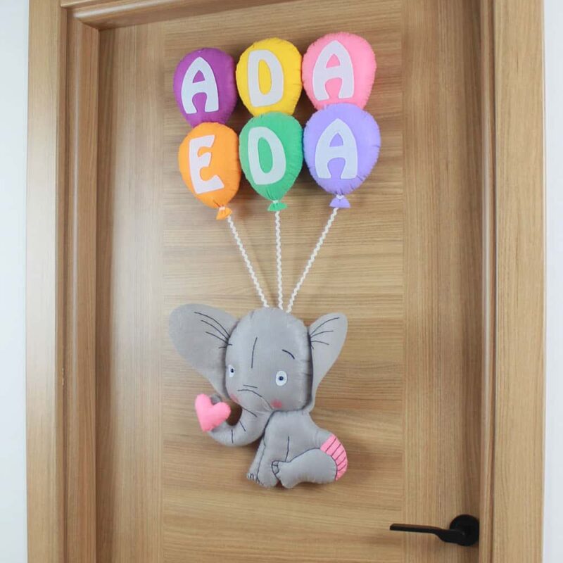Ada Eda İsimli Balonlu Şirin Fil Bebek ve Hastane Odası Kapı Süsü