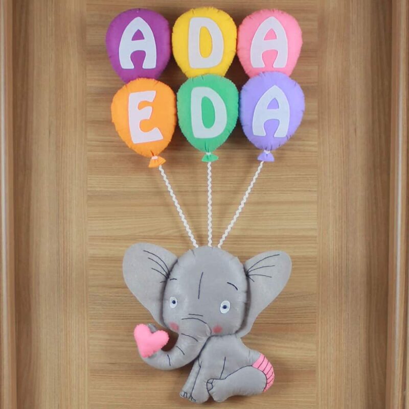 Ada Eda İsimli Balonlu Şirin Fil Bebek ve Hastane Odası Kapı Süsü