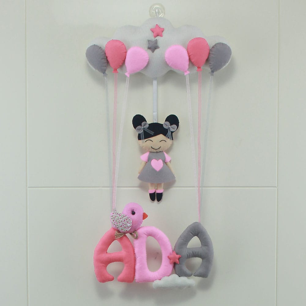 Ada isimli Pembe Gri Kız Bebek ve Hastane Odası Kapı Süsü