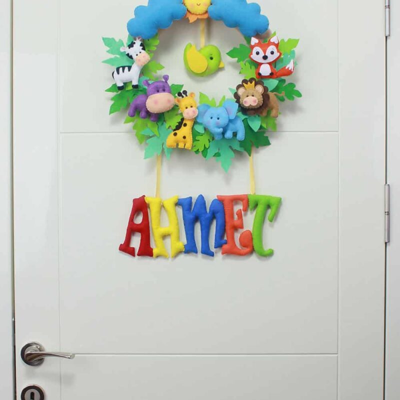 Ahmet İsimli Safari Bebek ve Hastane Odası Kapı Süsü