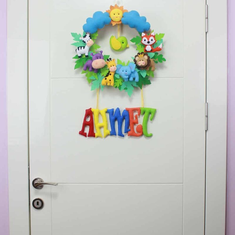 Ahmet İsimli Safari Bebek ve Hastane Odası Kapı Süsü