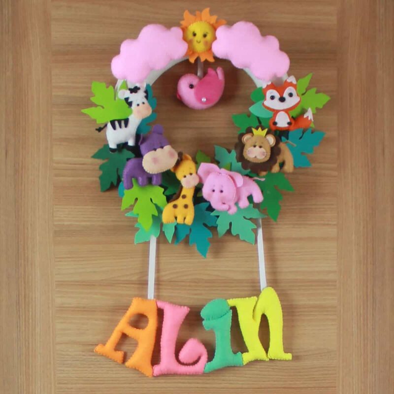 Alin isimli safari bebek ve hastane odası kapı süsü