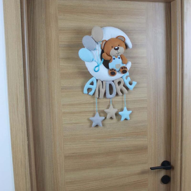 Andre isimli Aydede Ayıcık Bebek Odası Kapı Süsü
