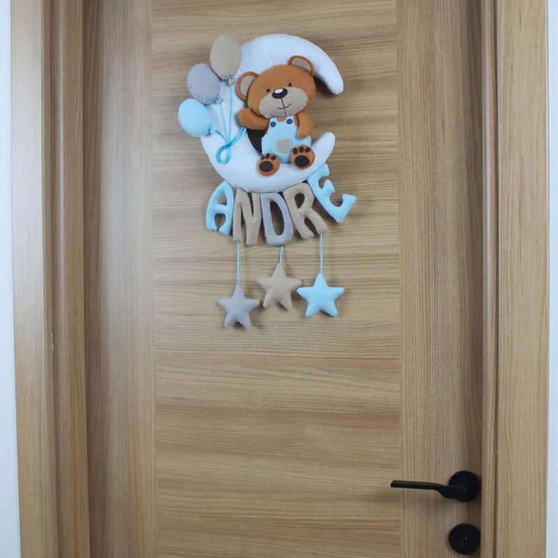 Andre isimli Aydede Ayıcık Bebek Odası Kapı Süsü