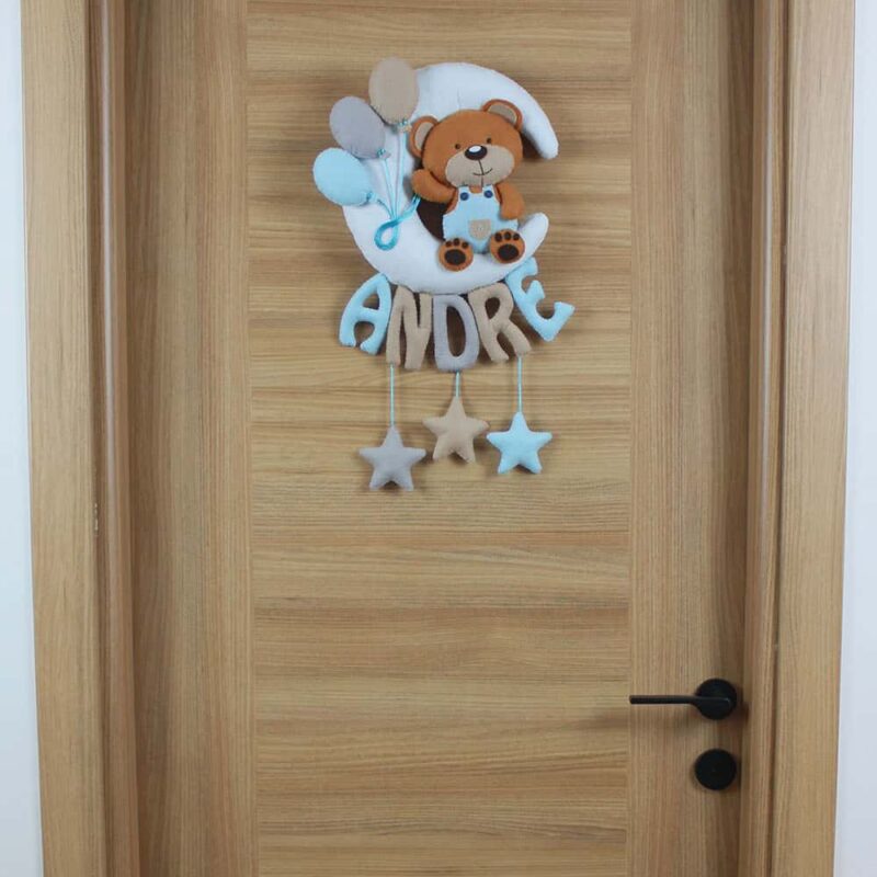 Andre isimli Aydede Ayıcık Bebek Odası Kapı Süsü