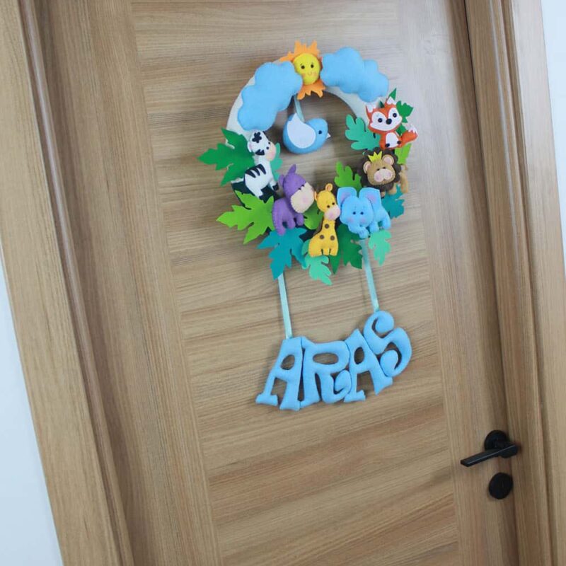 Aras isimli Safari Erkek Bebek ve Hastane Odası Kapı Süsü