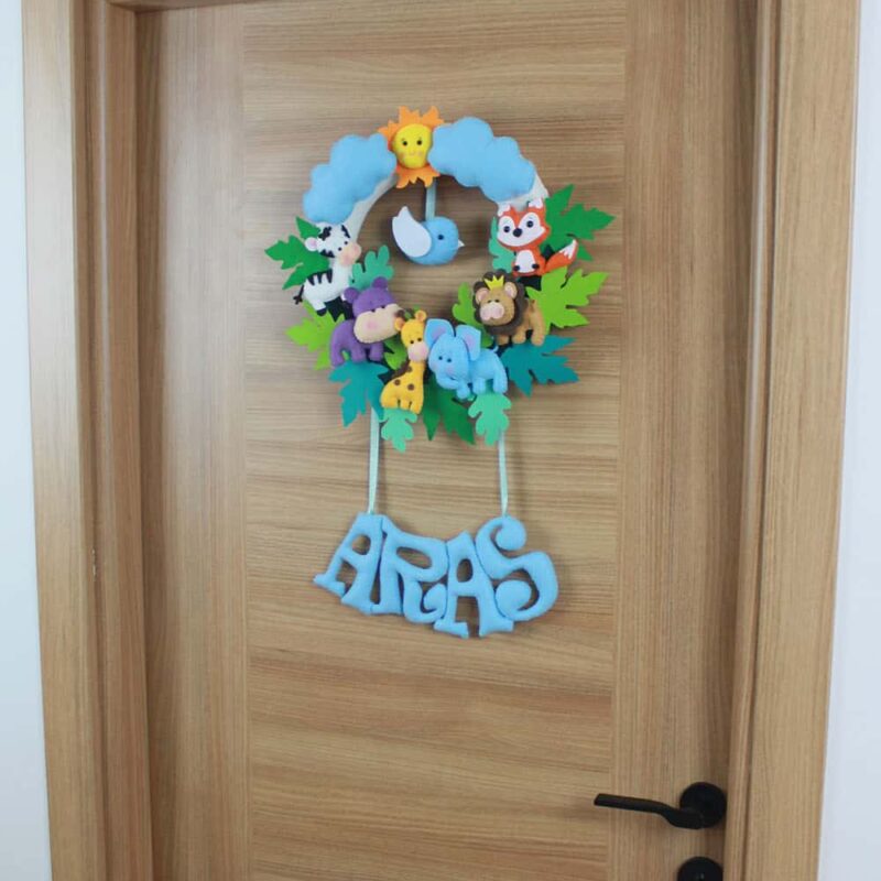 Aras isimli Safari Erkek Bebek ve Hastane Odası Kapı Süsü